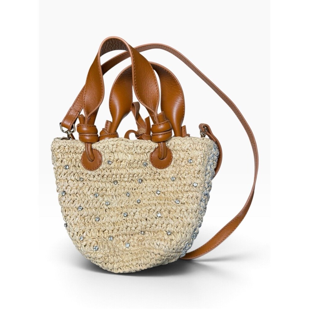 Maeve Day to Night Mini Tote Rhinestone Raffia Summer Bag BohoCoastal Cowgirl